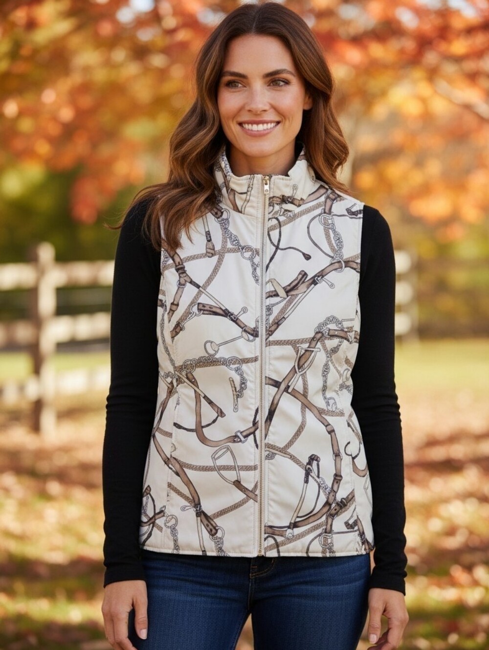 Equestrian Paisley Reversible Women's Vest Sz Medium
